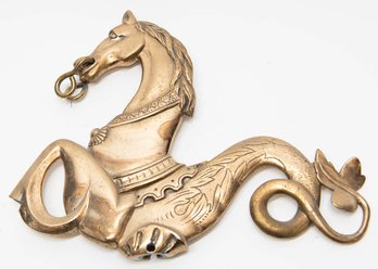 1920s Antique Venetian Brass Sea Horse Oar Lock Statue (No Base)