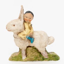1998 Debbee Thibault Child Riding A Bunny Rabbit