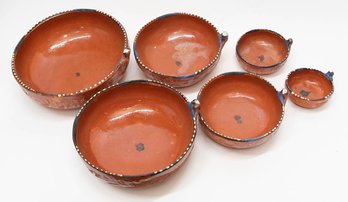 Vintage Mexican Redware Stacking Bowls