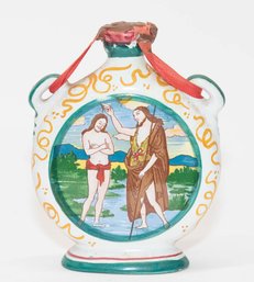 Italian Pottery Decanter Filled With Genuine Jordan Water And Sealed By The Holy Family Catholic Orphanage