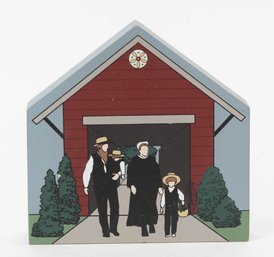 1995 Amish Family Wooden Hand Painted Decor