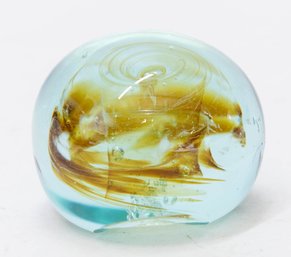 Brown Tornado Swirl Art Glass Paperweight