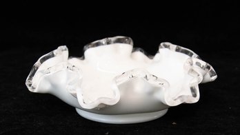 Fenton Silver Crest Milk Glass Trinket Dish