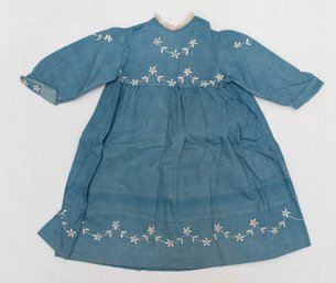 Antique Child's Blue White Daisy Dress