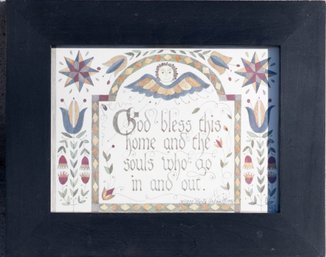 1996 Signed And Numbered Limited Edition Print By Marta Urban 'God Bless This Home'