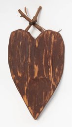 Rustic Country Wood Heart Carving Wall Hanging