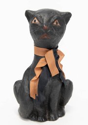 Americana Hand Painted Chalkware Black Cat