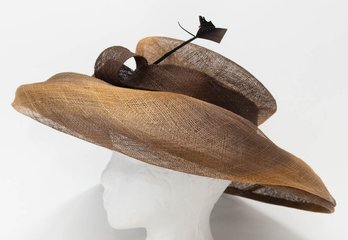 Neiman Marcus Marzi Hand Made Natural Straw Hat Made In Italy 1970-80s