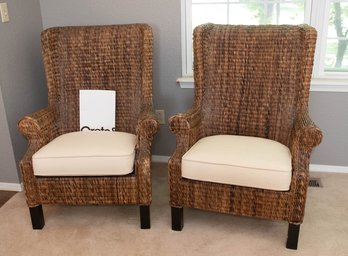 Pair Of Crate And Barrel Havana Wing Chair With Cushion