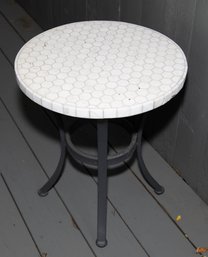 Crate & Barrel Marble Tile Hexa  Table White Mosaic Outdoor Side Table