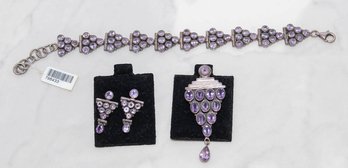 Amethyst Oval Round Grape Jewelry Set In 925 Silver