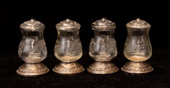 2.5' Quaker Silver Sterling Weighted Hurricane Salt And Pepper Shakers 44.35g Each