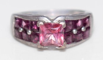 Pink Tourmaline Ring In 925 Silver Size 6.5