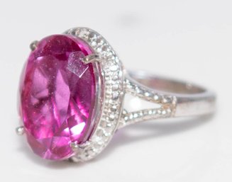 Pink Tourmaline Oval Faceted Ring In 925 Silver Size 7