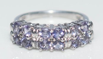 Tanzanite Band In 925 Silver Size 7