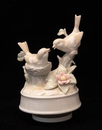 Porcelain Sparrows Rotating Music Box