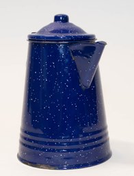 Blue Graniteware Enamel Splatterware Camping Coffee Pot