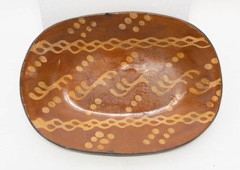 2001 Turtlecreek Potter Redware Oval Dish Signed Christopher Woods