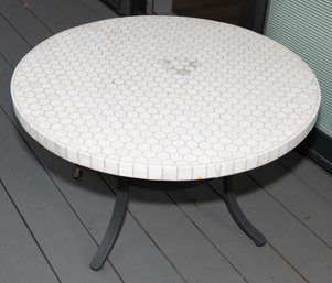 Crate & Barrel Marble Tile Hexa  Table White Mosaic Outdoor Coffee Table