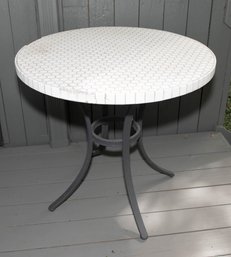 Crate & Barrel Marble Tile Hexa White Mosaic Outdoor Bistro Table