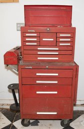 Kennedy Stackable Metal Toolbox With-Tools Including Pipe Wrenches