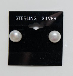 Fresh Water Pearls 10mm In Sterling Earrings