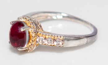 Ruby Crystal Ring In 925 Silver Size 8.5