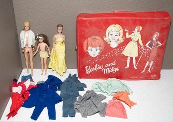 1964 Barbie And Midge Wardrobe With 1960s Ken, Midge And Skipper