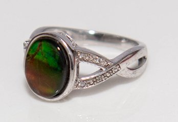 Ammolite Ring In 925 Silver Size 6