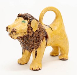 Signed Breininger Pottery Redware Lion