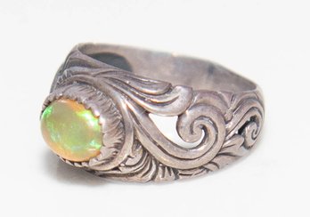 Ethiopian Opal Ring In 925 Silver Size 7