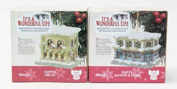2003 It's A Wonderful Life Brighten-Up Hanging Ornaments ' Bailey Savings & Loan And Gower Drugs' Series 1