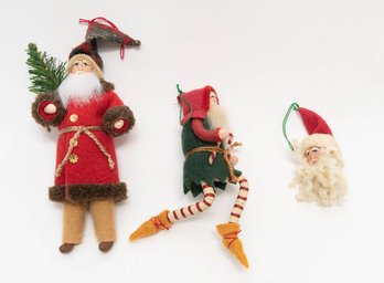 Folk Art Hand Painted Santa Faces Ornaments