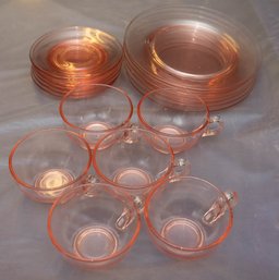 Vintage Blush Pink Cups, Saucers And Plates
