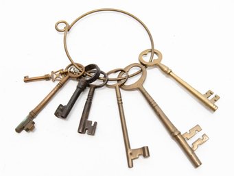 Large Ring Of Brass And Metal Keys