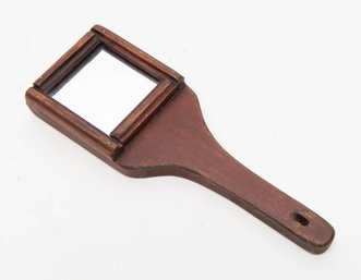 1992 Wooden Make-Do Hand Held Mirror By Pasquariello