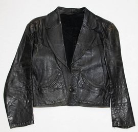 Men's Black Leather Jacket Possibly Size Small