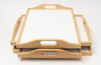 Set Of 4 Wooden Trays