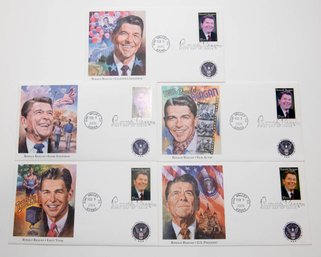 USA, Scott #3897 Set Of 5 Fleetwood FDC Covers Ronald Reagan 2005