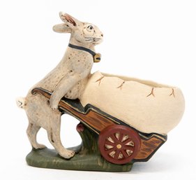 1998 Walnut Ridge Collectibles Bunny. Pushing A Cart With An Egg.