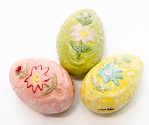 Signed Handpainted Chalk Ware Easter Eggs