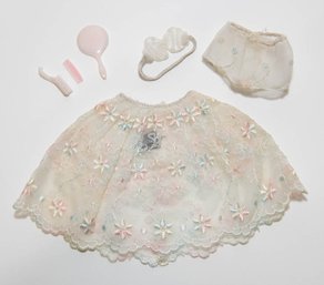 1959-1963 Barbie Floral Petticoat #921 Panties, Bra, Comb, Brush And Mirror