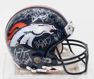 2001-2002 Denver Broncos Full Sized Riddell Team Signed Riddell Helmet With COA And Display Case