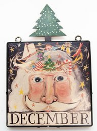 1988 Nancy Thomas Americana Hand Painted Santa Face December Wall Decor