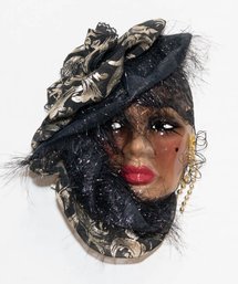 Unique Creations Signed And Numbered Limited Edition Porcelain Wall Mask Lady Face With Black Hat