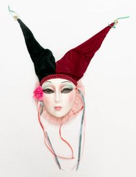 Porcelain Lady Face Jester Wall Mask