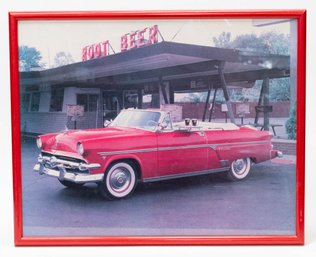 1953 Red Mercury Crestline At The Root Beer Drive In Framed Photo