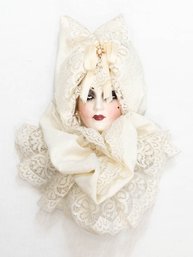 Signed And Numbered Porcelain Lady Face With Lace Wall Mask