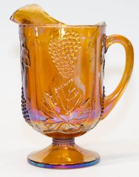 Iridescent Marigold Grapevine Carnival Glass Pitcher