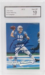 2005 Graded Fleer Ultra Signed Peyton Manning  Indianapolis Colts Trading Card Gem MT 10